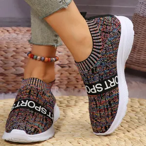 Purpdrank - Multicolor Casual Sportswear Patchwork Letter Printing Round Comfortable Out Door Sport Shoes