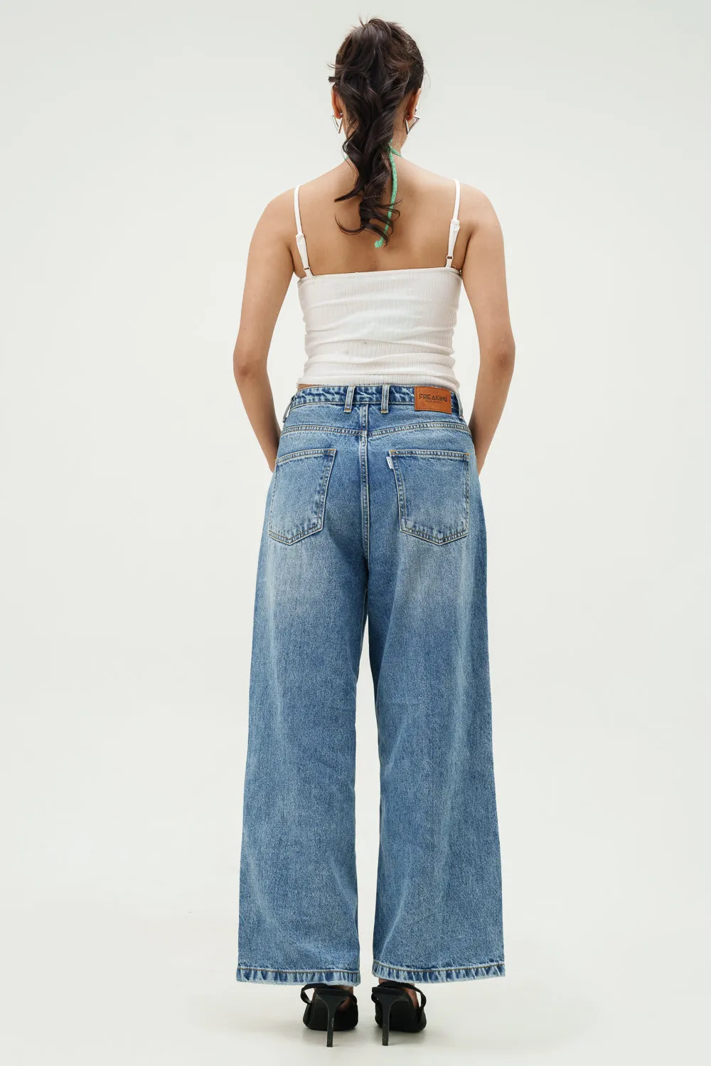 Quill Blue Wide Cropped Jeans