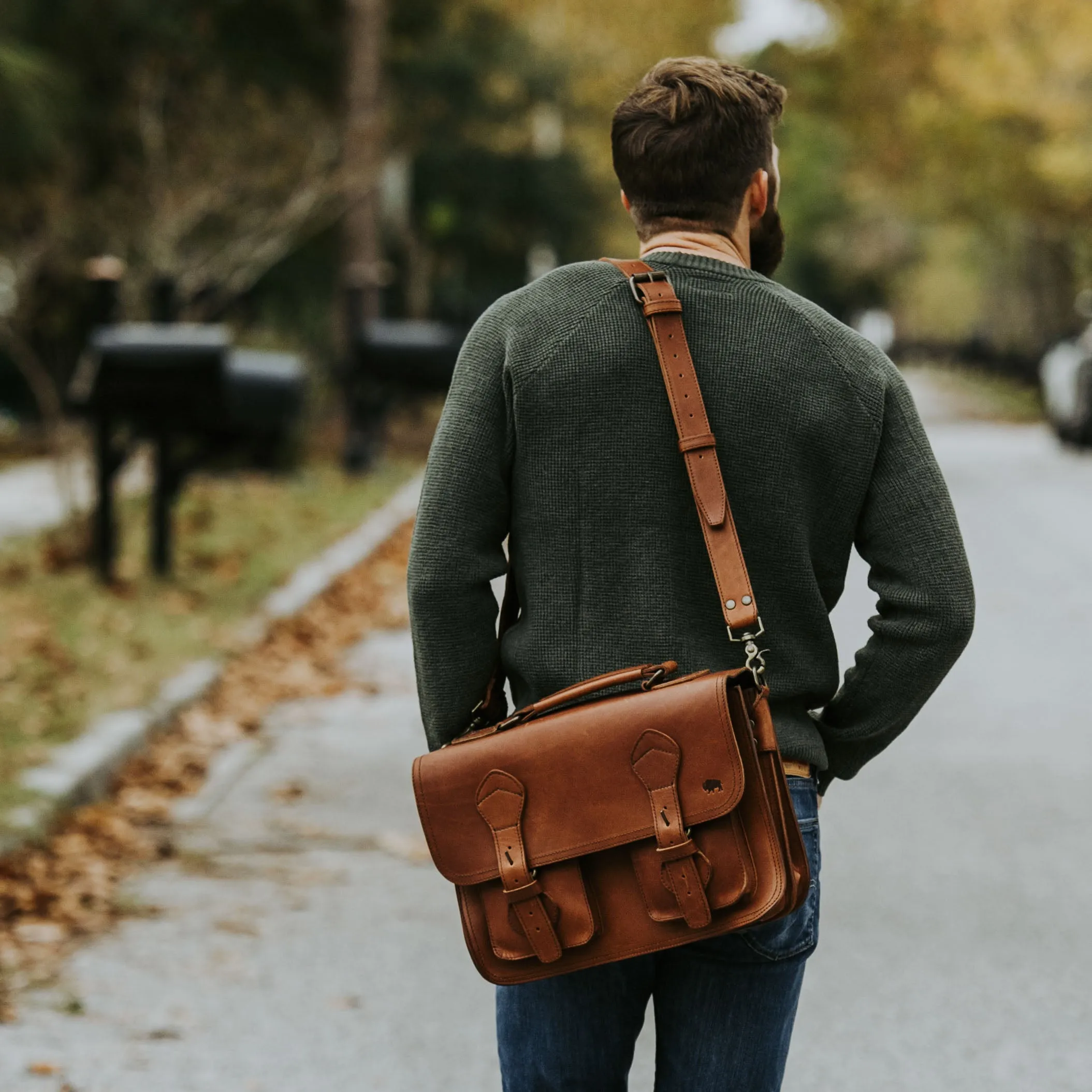 Roosevelt Leather Briefcase | Amber Brown