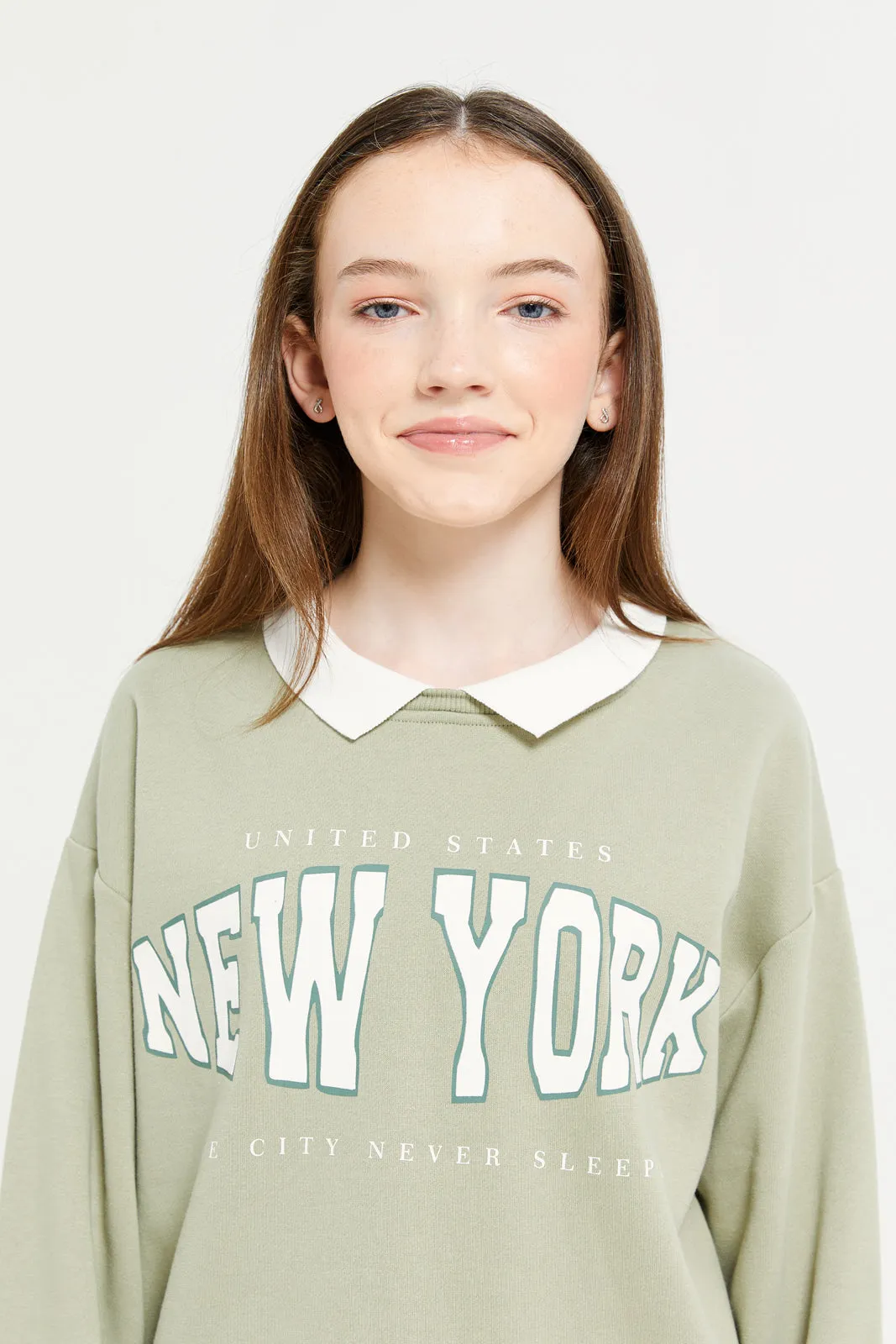 Senior Girls Green Twofer Varsity Sweatshirt