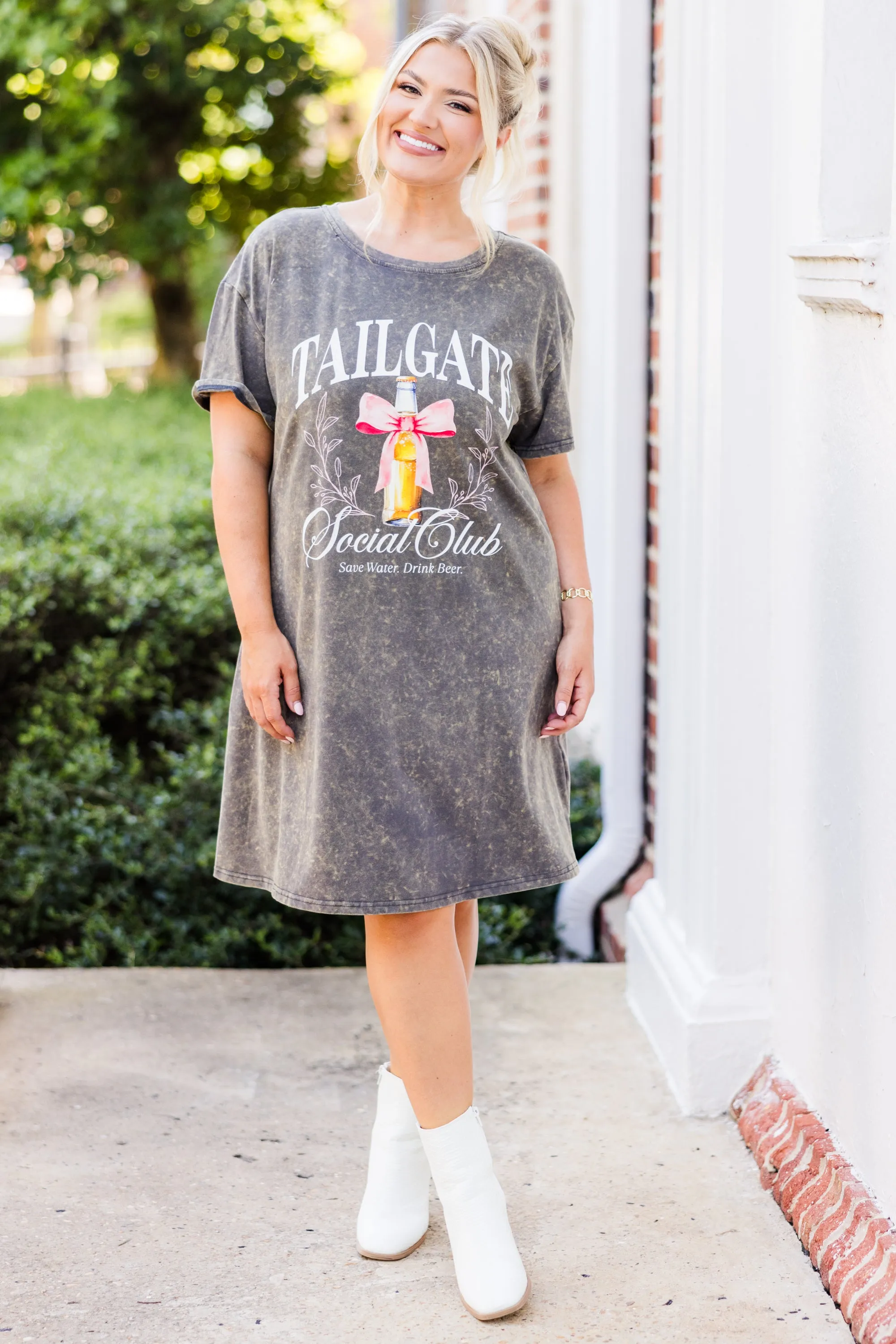 Tailgate Social Club T-Shirt Dress, Charcoal