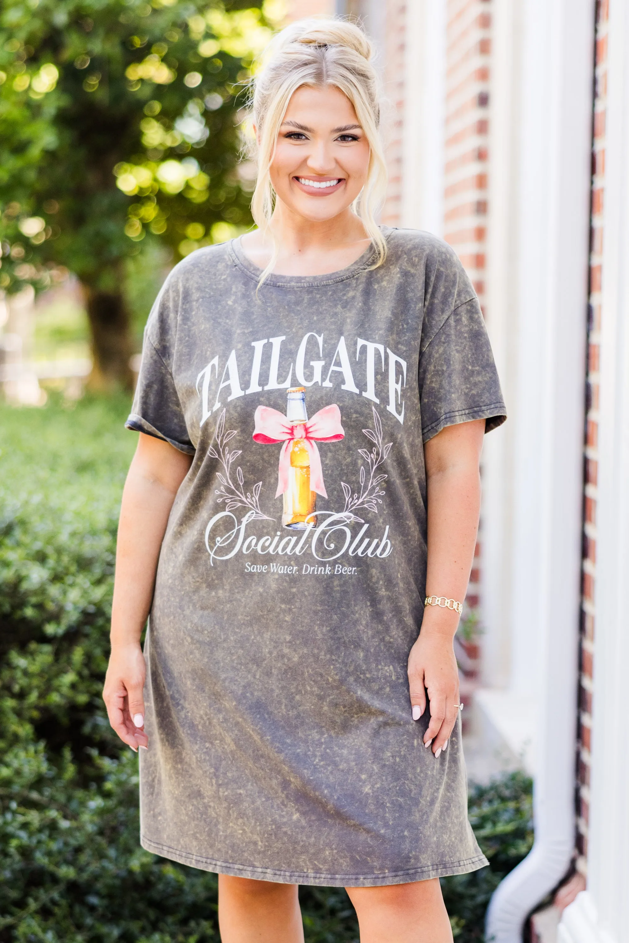 Tailgate Social Club T-Shirt Dress, Charcoal