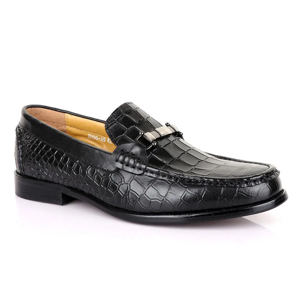 Terry Taylors Classic Chain Croc  Black Leather Shoe