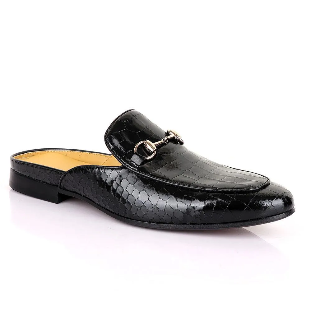 Terry Taylors Wet Croc Chain Mole Black Half Shoe