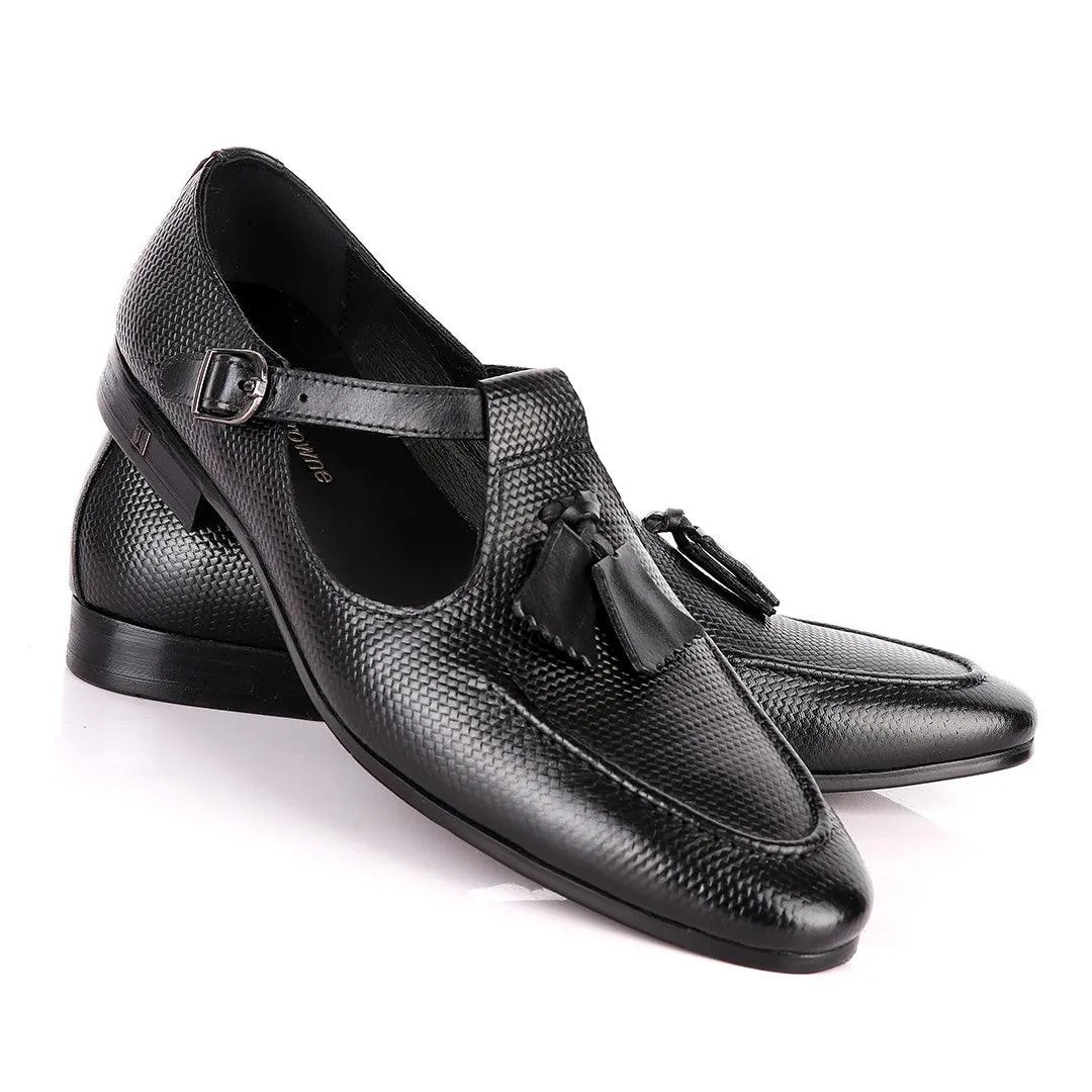 Thom Browne Tassel woven pattern Black Leather Shoe