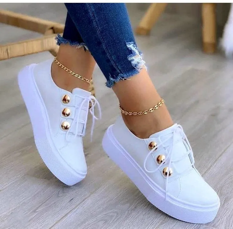 Trendy Lace-Up Soft Flat Bottom Sneakers