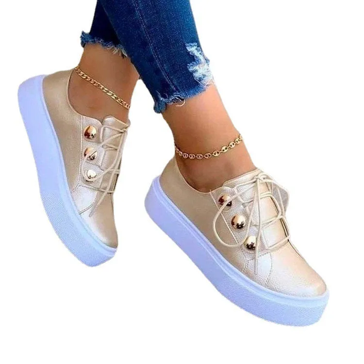 Trendy Lace-Up Soft Flat Bottom Sneakers