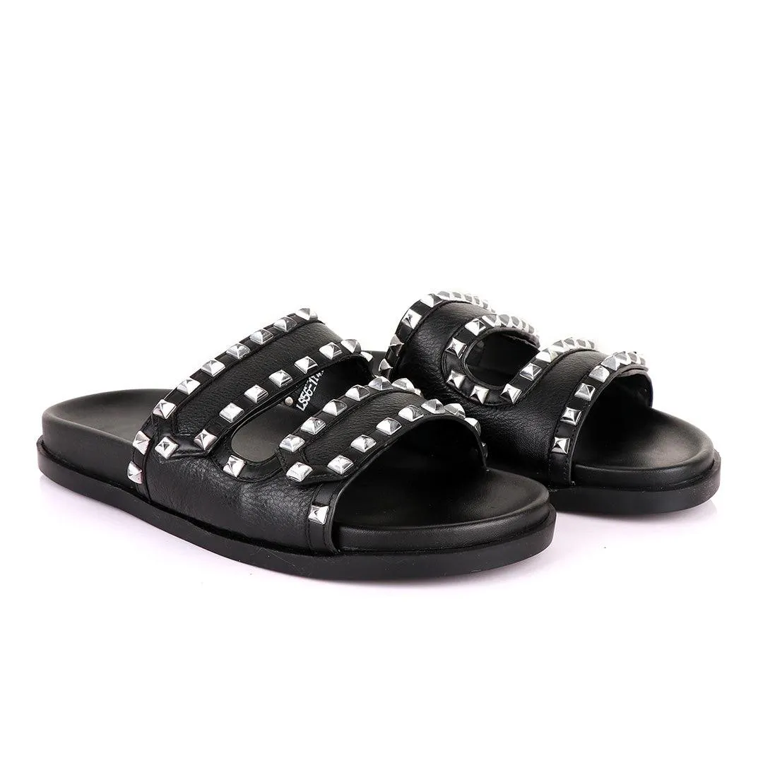 Valentino Rockstud Black Slippers