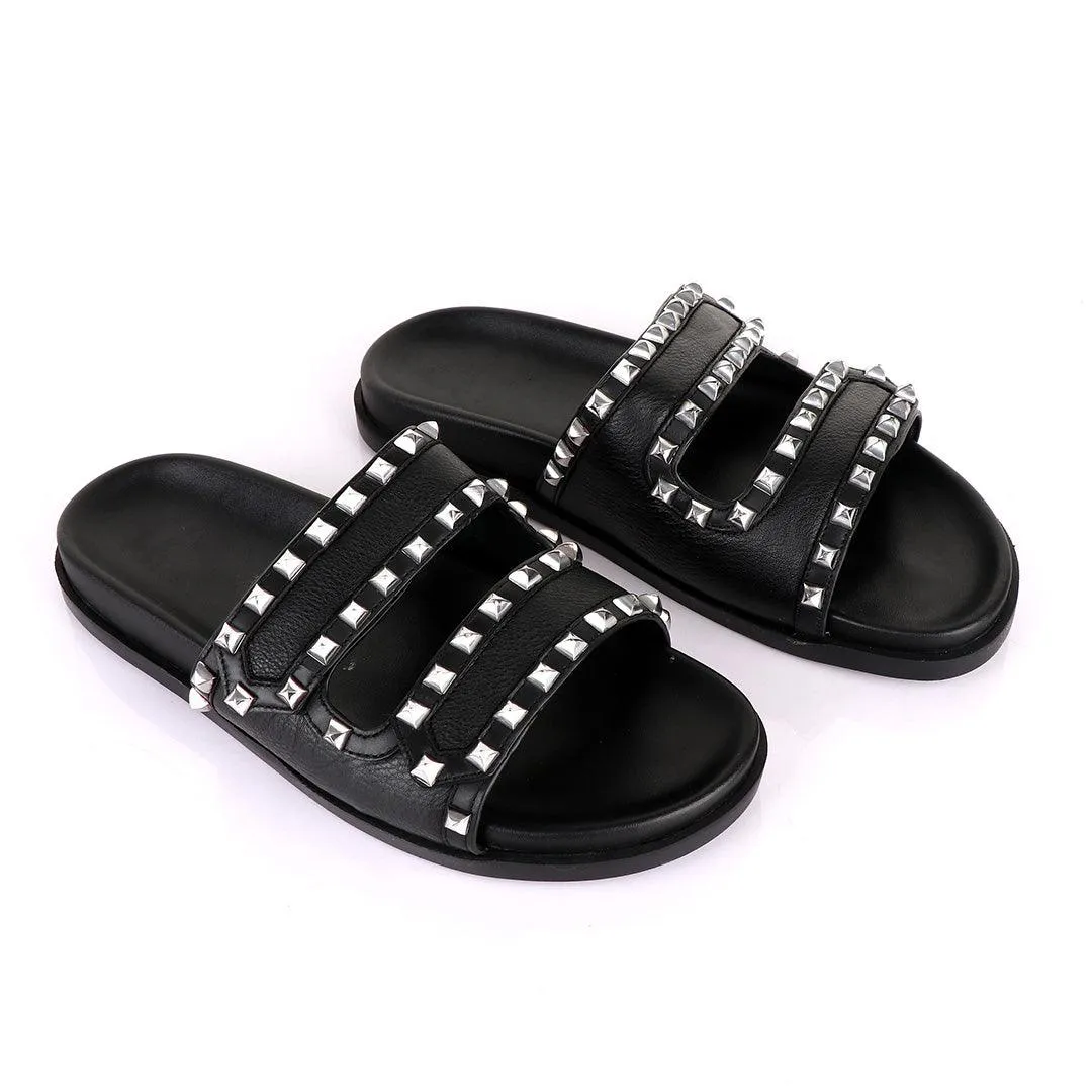 Valentino Rockstud Black Slippers