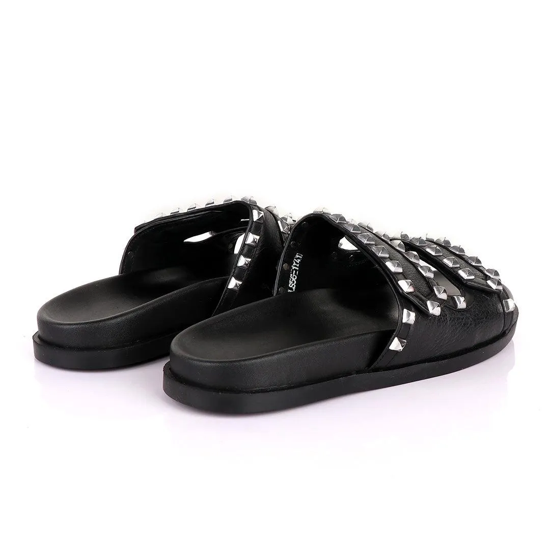 Valentino Rockstud Black Slippers