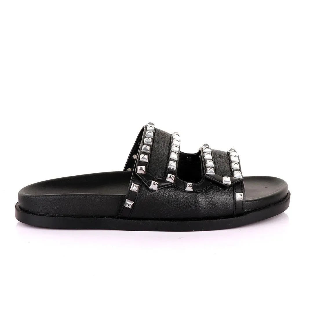 Valentino Rockstud Black Slippers