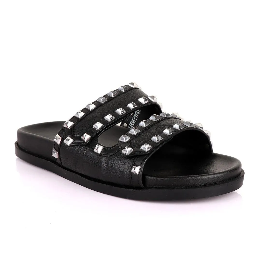 Valentino Rockstud Black Slippers