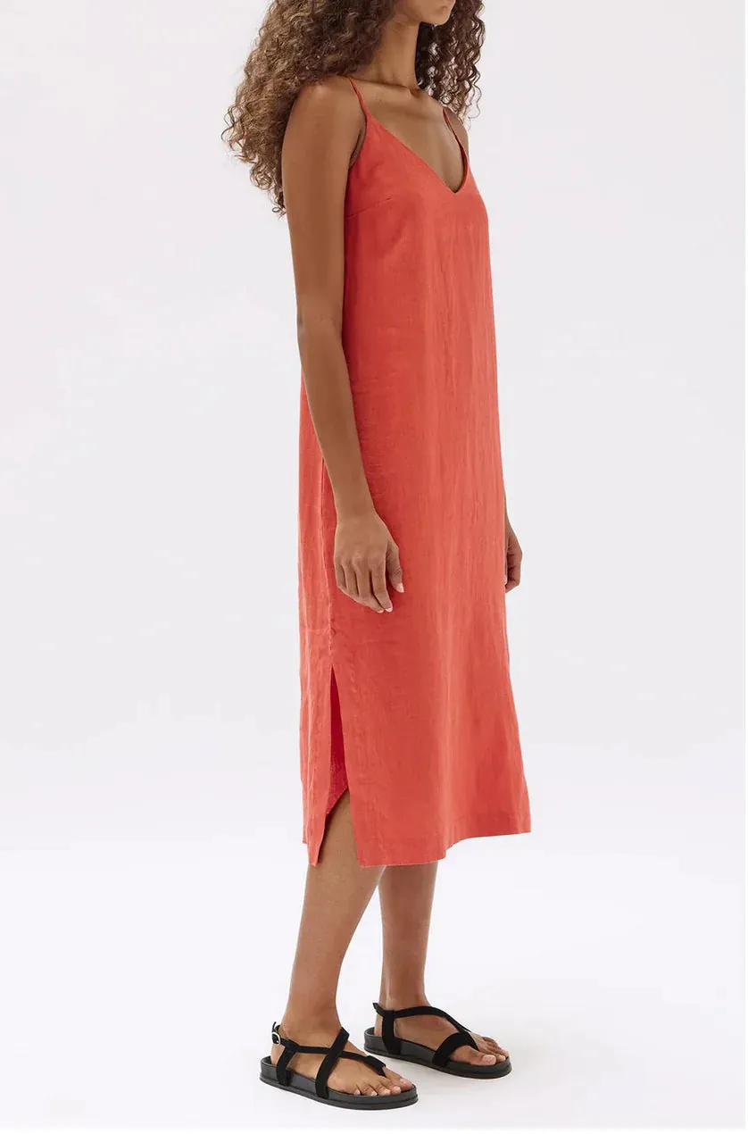 Vallory Linen Slip Dress Papaya