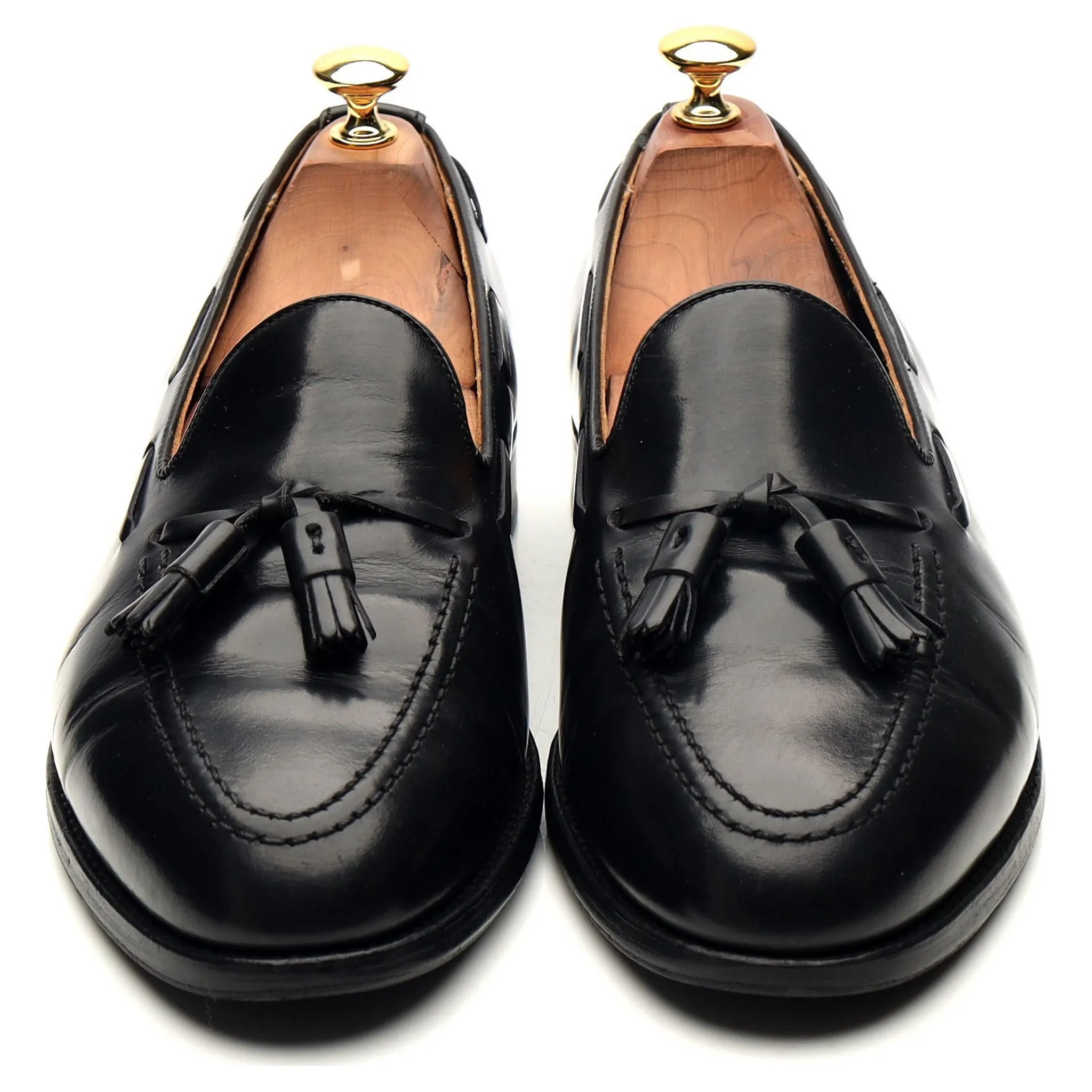 'Windsor' Black Leather Tassel Loafers UK 9 EX