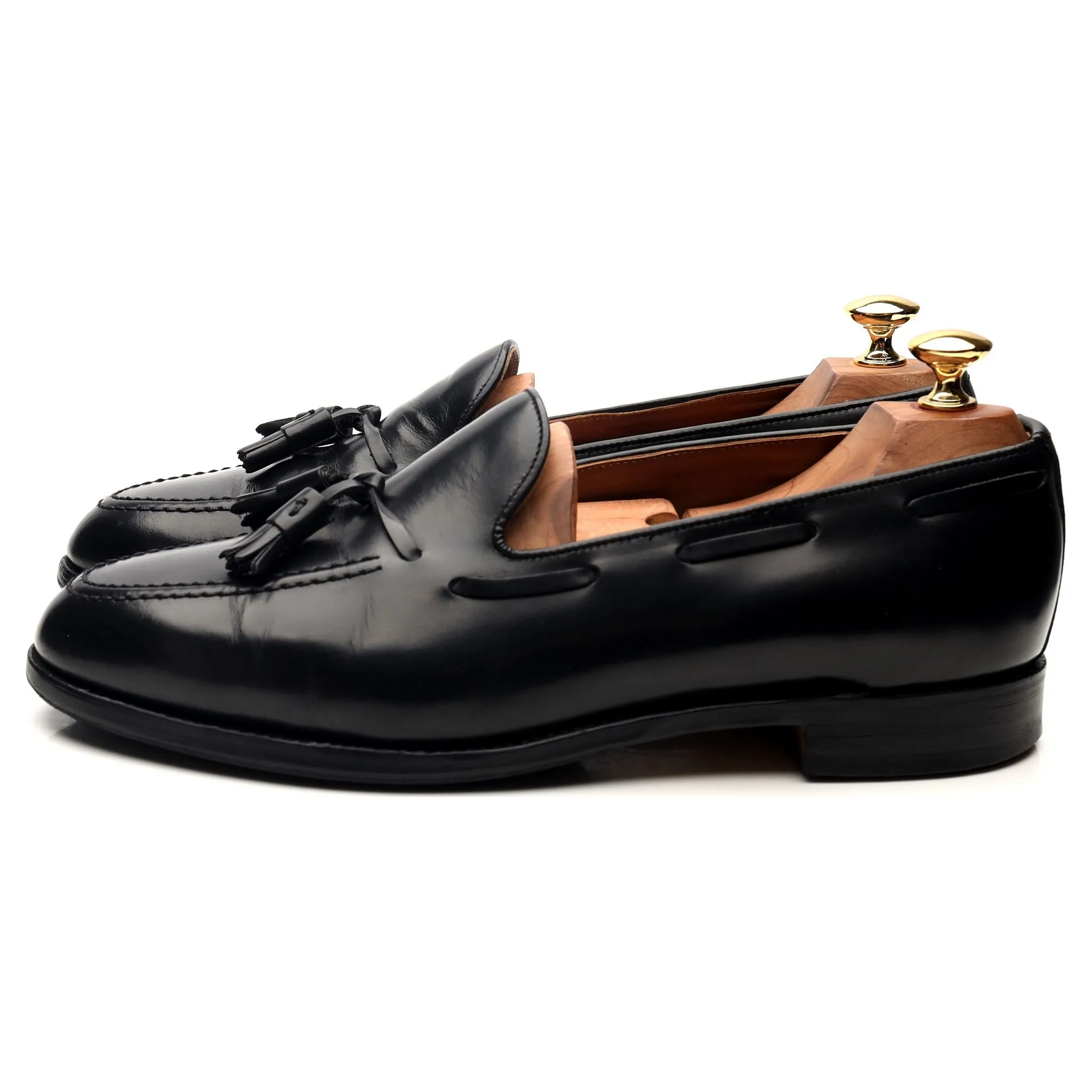 'Windsor' Black Leather Tassel Loafers UK 9 EX