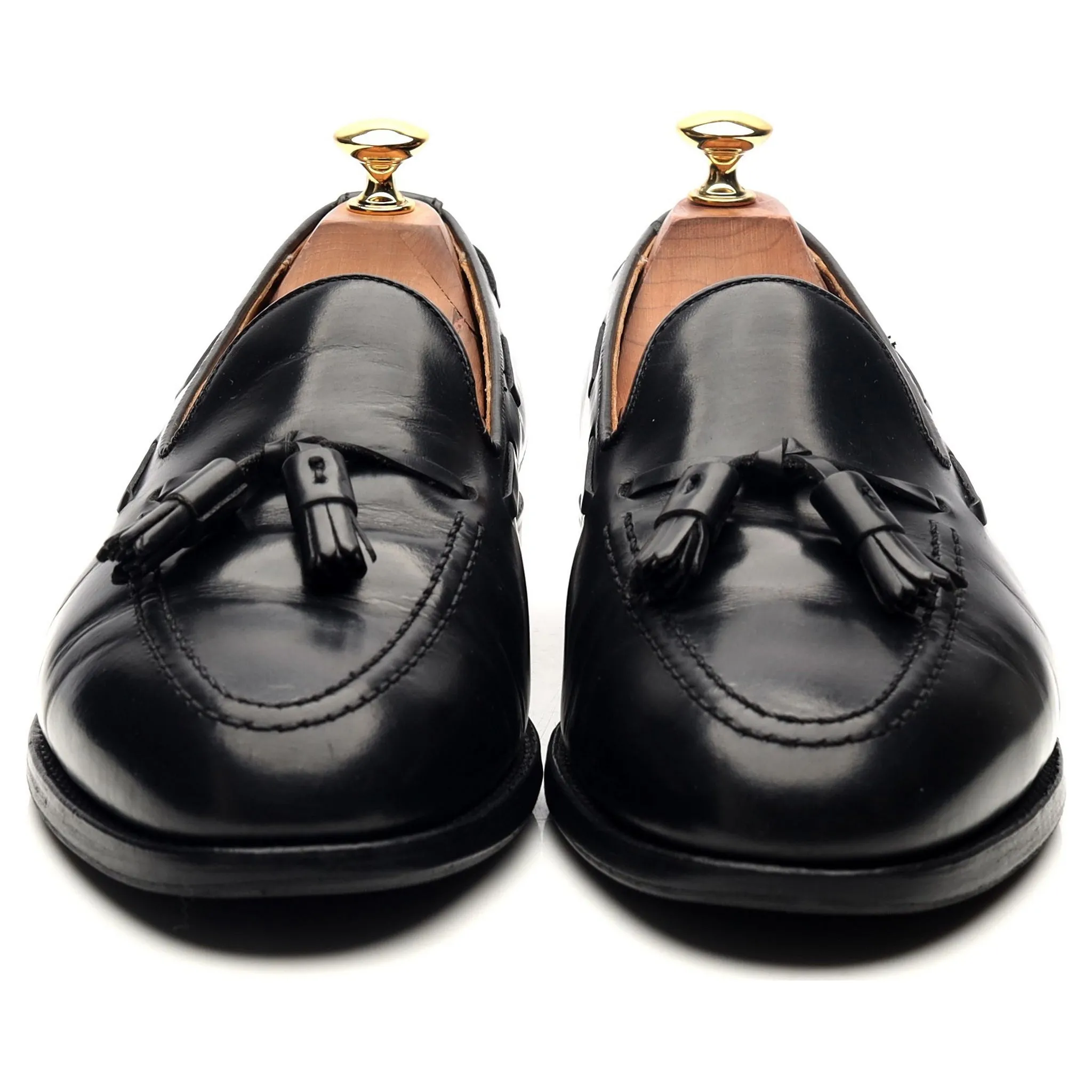 'Windsor' Black Leather Tassel Loafers UK 9 EX