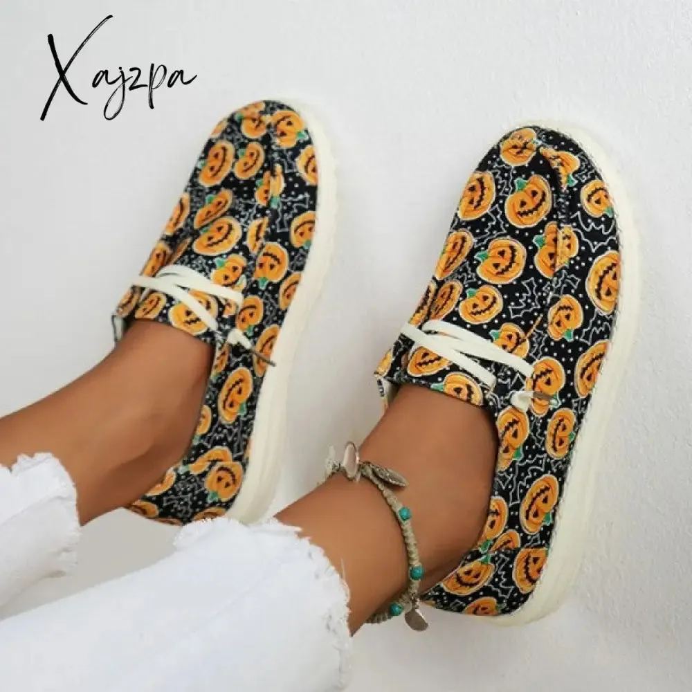 Xajzpa - Black Casual Patchwork Printing Round Comfortable Shoes