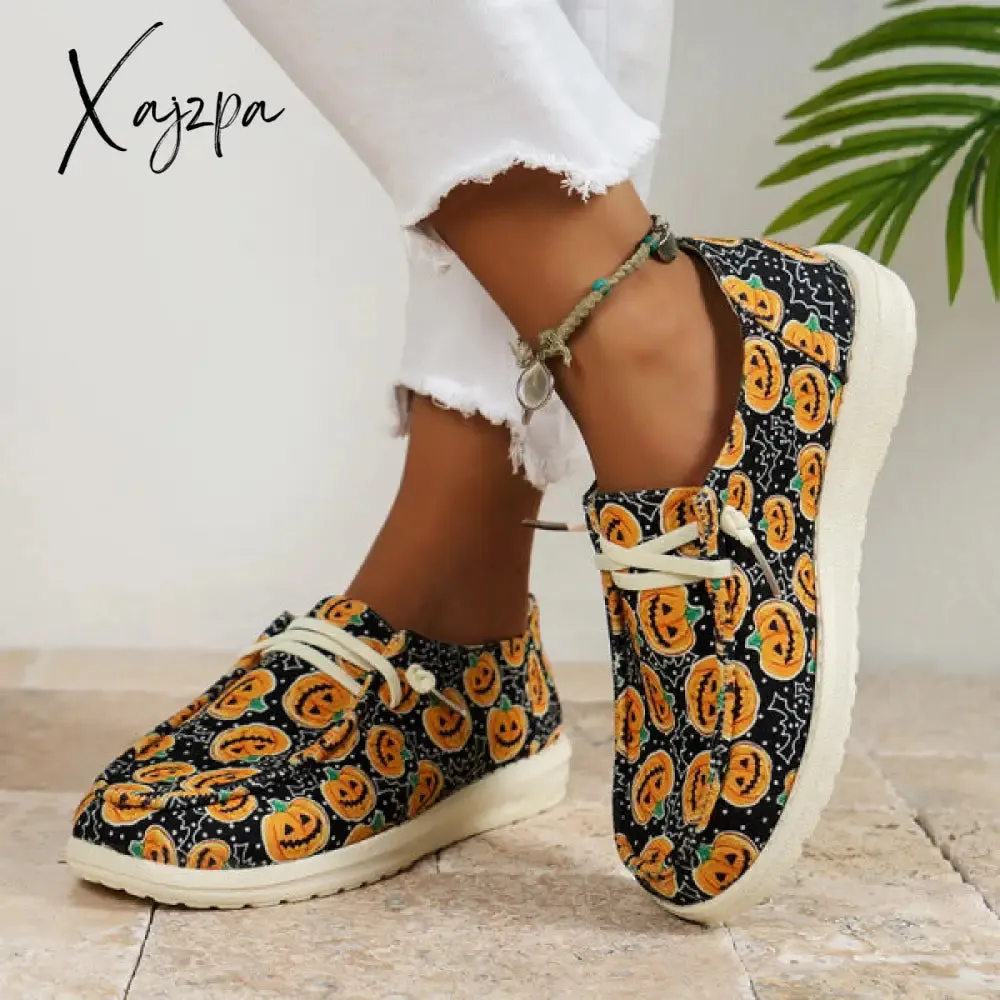 Xajzpa - Black Casual Patchwork Printing Round Comfortable Shoes