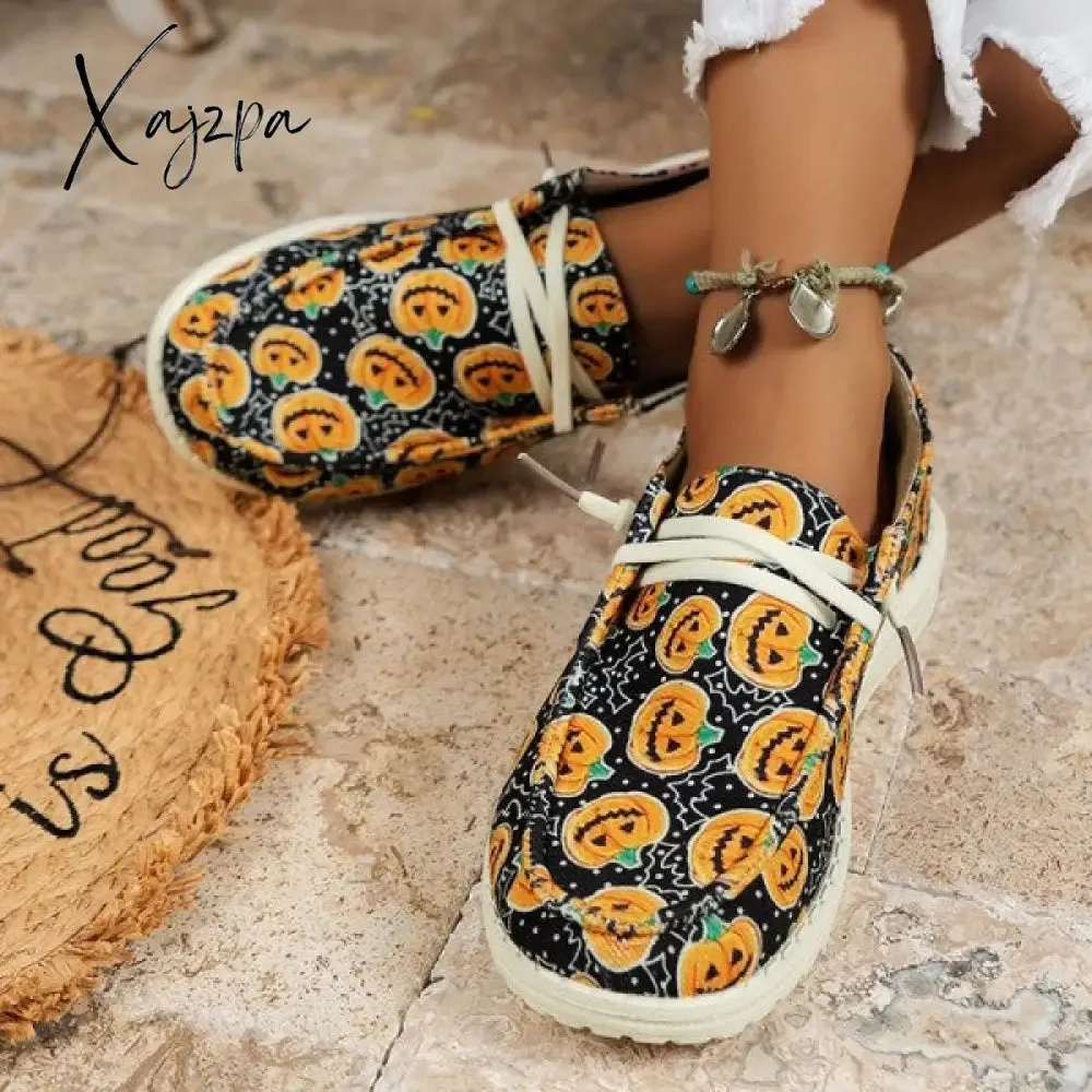 Xajzpa - Black Casual Patchwork Printing Round Comfortable Shoes