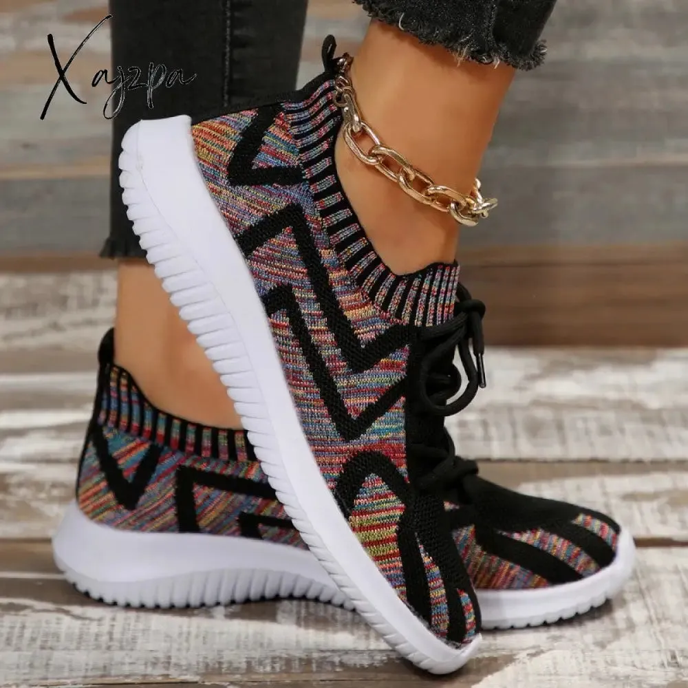 Xajzpa - Black Casual Sportswear Daily Patchwork Frenulum Round Comfortable Out Door Shoes