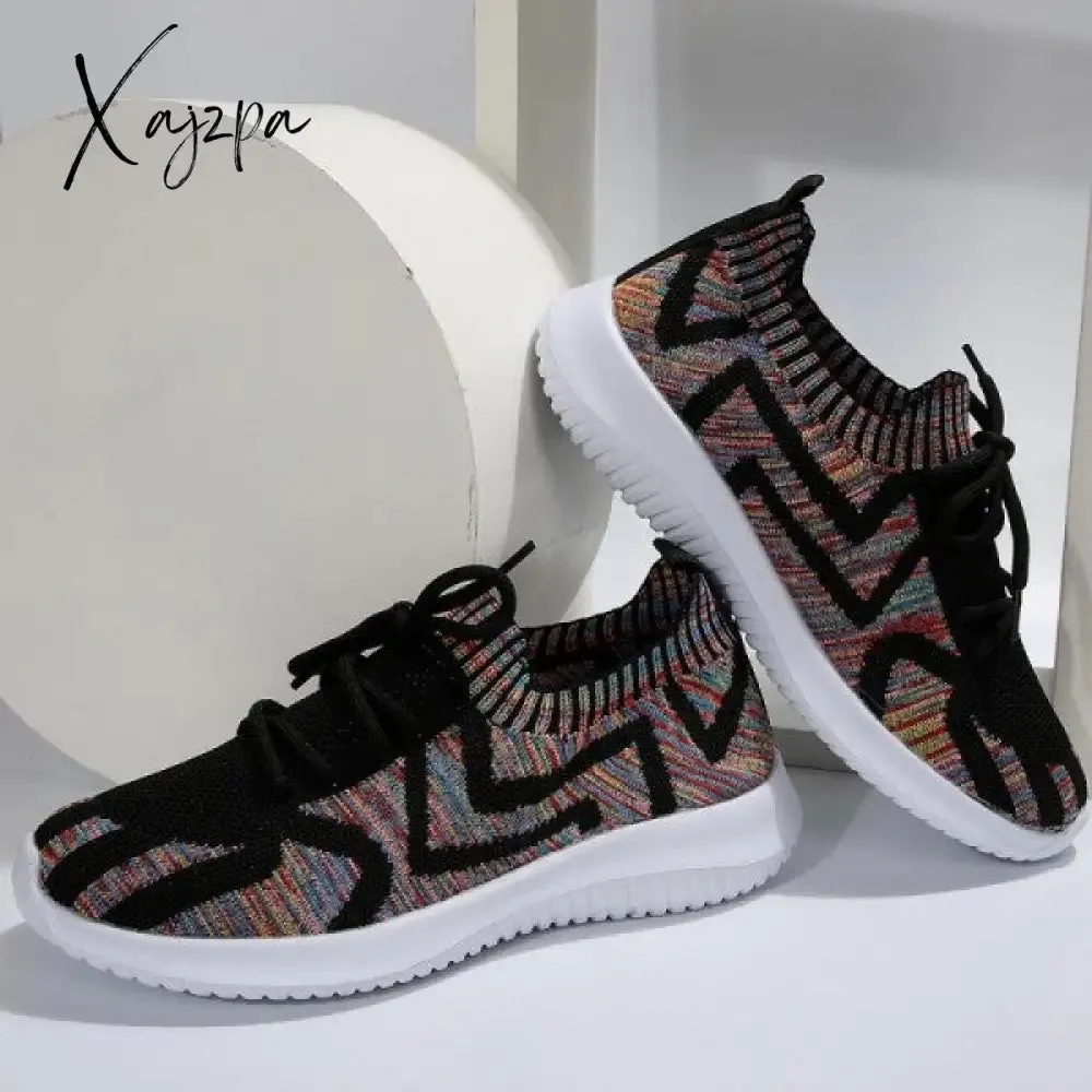 Xajzpa - Black Casual Sportswear Daily Patchwork Frenulum Round Comfortable Out Door Shoes