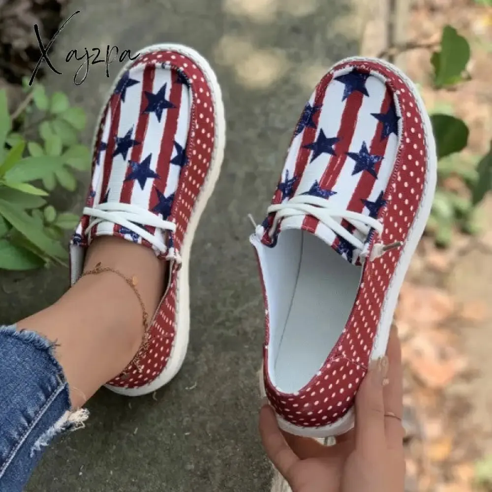 Xajzpa - Red Casual Patchwork Printing Round Comfortable Shoes