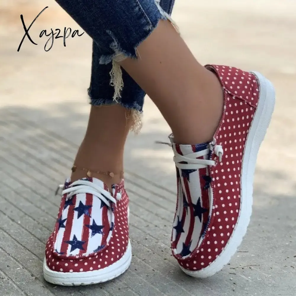 Xajzpa - Red Casual Patchwork Printing Round Comfortable Shoes