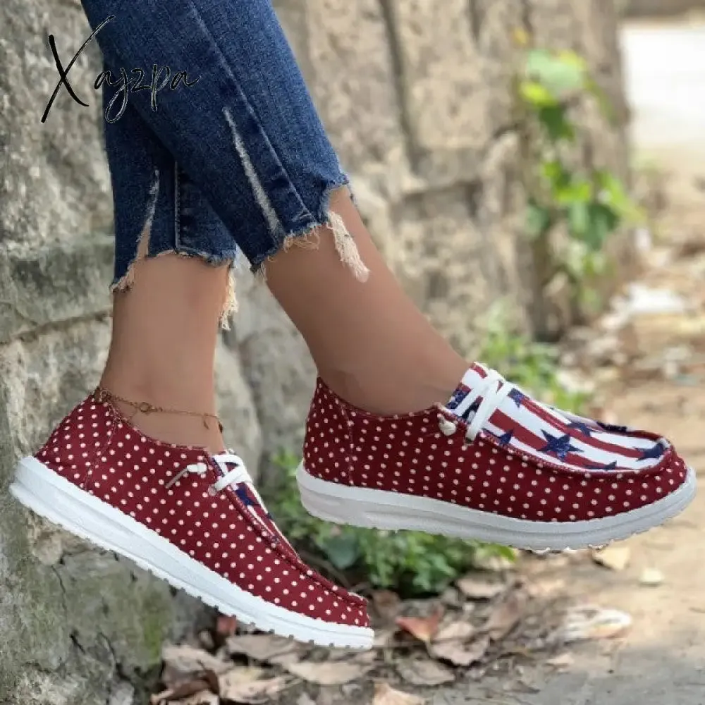 Xajzpa - Red Casual Patchwork Printing Round Comfortable Shoes