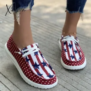 Xajzpa - Red Casual Patchwork Printing Round Comfortable Shoes