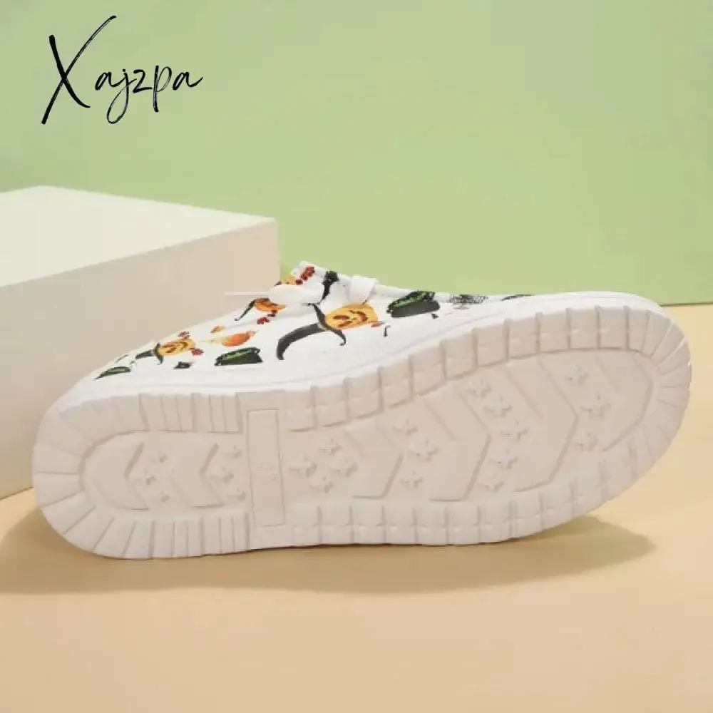 Xajzpa - White Casual Patchwork Printing Round Comfortable Out Door Shoes